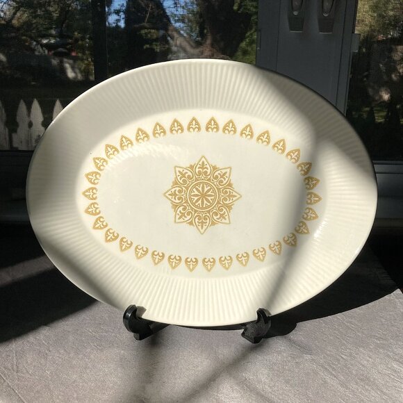 Vintage Sheffield Serenade Serving Platter 11.5” Oval – Gold Starburst Retro - Picture 2 of 9